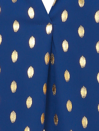 Blouse irisée à col stylisé - Bleu marine - 3