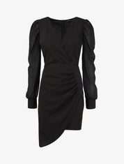 Robe portefeuille col cache-coeur - Noir - 1