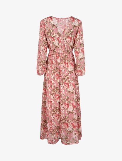 Robe longue à imprimé roses - Rose - 2