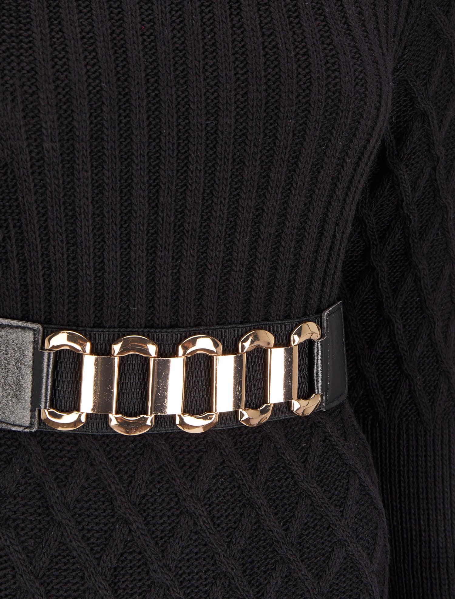 Robe pull en maille effet croisé - Noir - 3