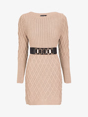 Robe pull en maille effet croisé - Vieux rose - 3