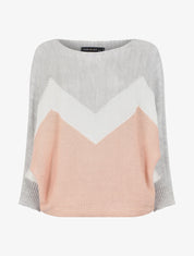 Pull chauve-souris à motifs géométriques - Gris/rose - 1
