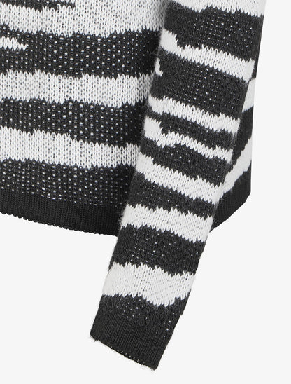 Pull à col roulé imprimé zèbre - Noir - 3