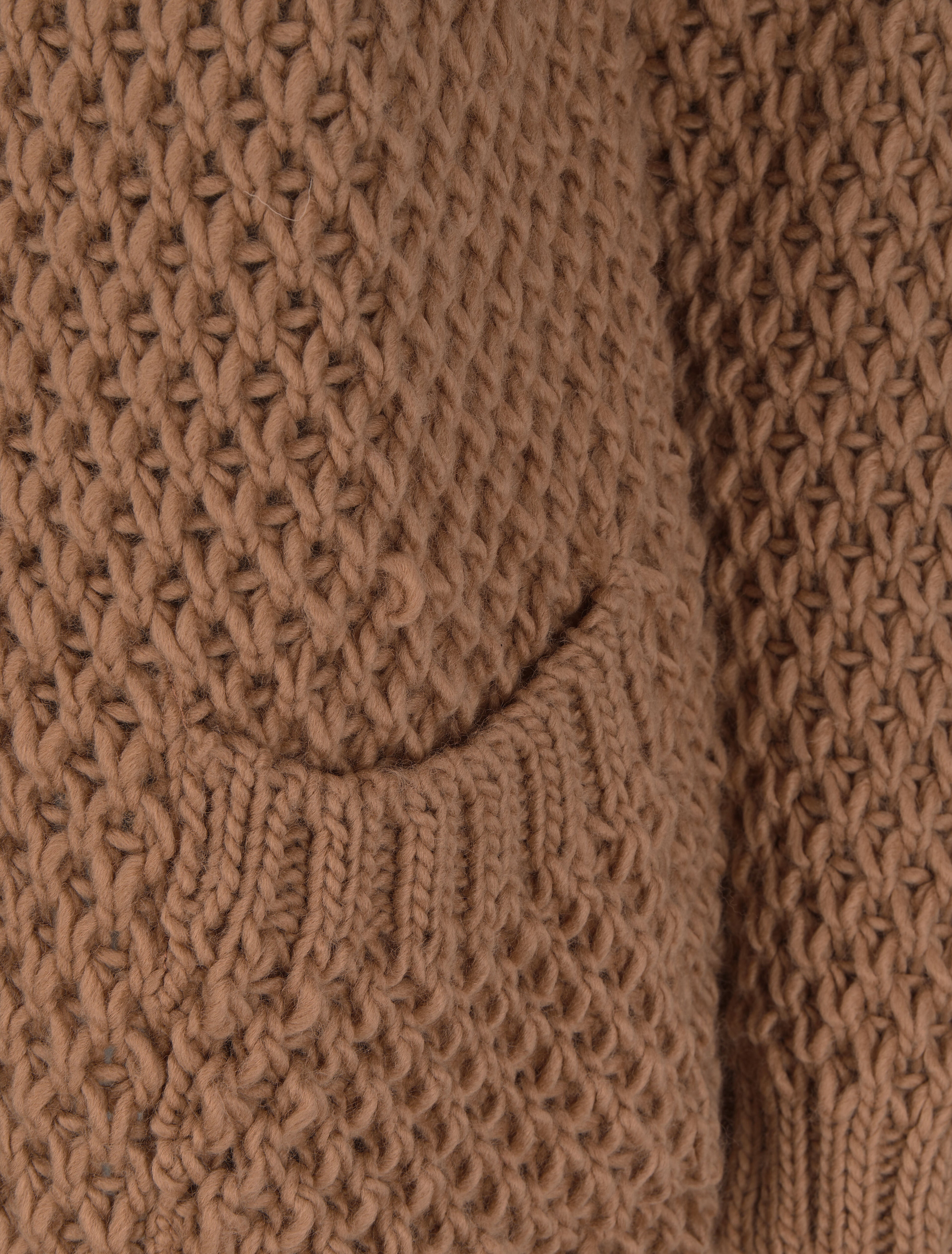 Gilet ouvert en maille crochet - Camel - 3
