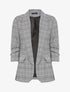 Blazer imprimé prince de galles à manches 3/4 froncée - Noir - 1