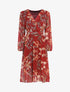 Robe mi-longue imprimé fleurs baroque - Lie de vin - 1
