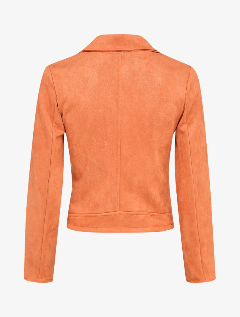 Veste unie courte en suédine - Orange - 2