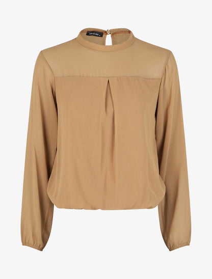 Blouse en voile unie - Camel - 1