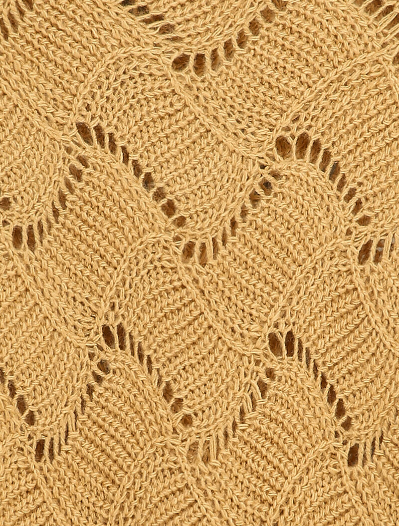 Pull en maille effet carreaux stylisés et col bateau - Camel - 3