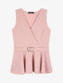 Top coupe péplum à boucles - Vieux rose - 1