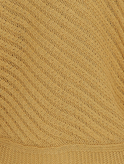 Pull col bateau en maille striée - Camel - 3