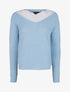 Pull en maille à empiècement dentelle - Bleu ciel - 1
