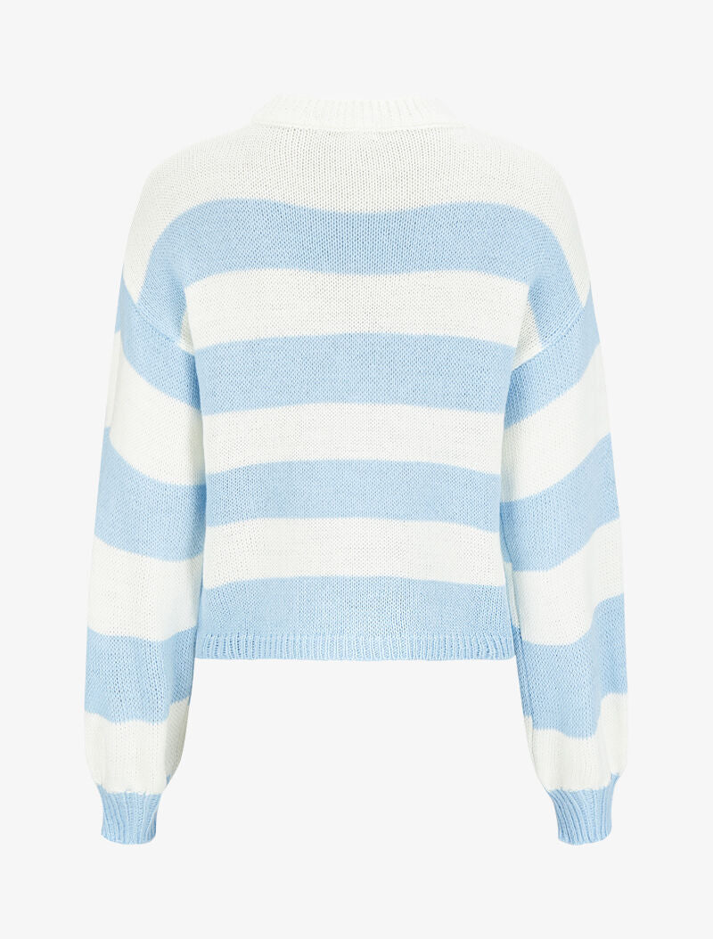 Pull à rayures - Bleu ciel/blanc - 2