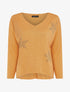 Pull fin oversize orné de strass - Jaune - 4