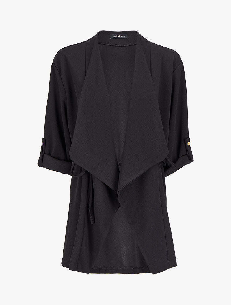 Veste à pans asymétriques et liens de serrage - Noir - 1