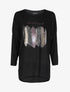 Pull fin loose à motif à inscriptions et motifs animaux - Noir - 1