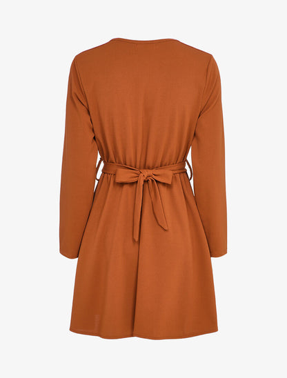 Robe patineuse cache-cœur à boucle stylisée - Rouille - 2
