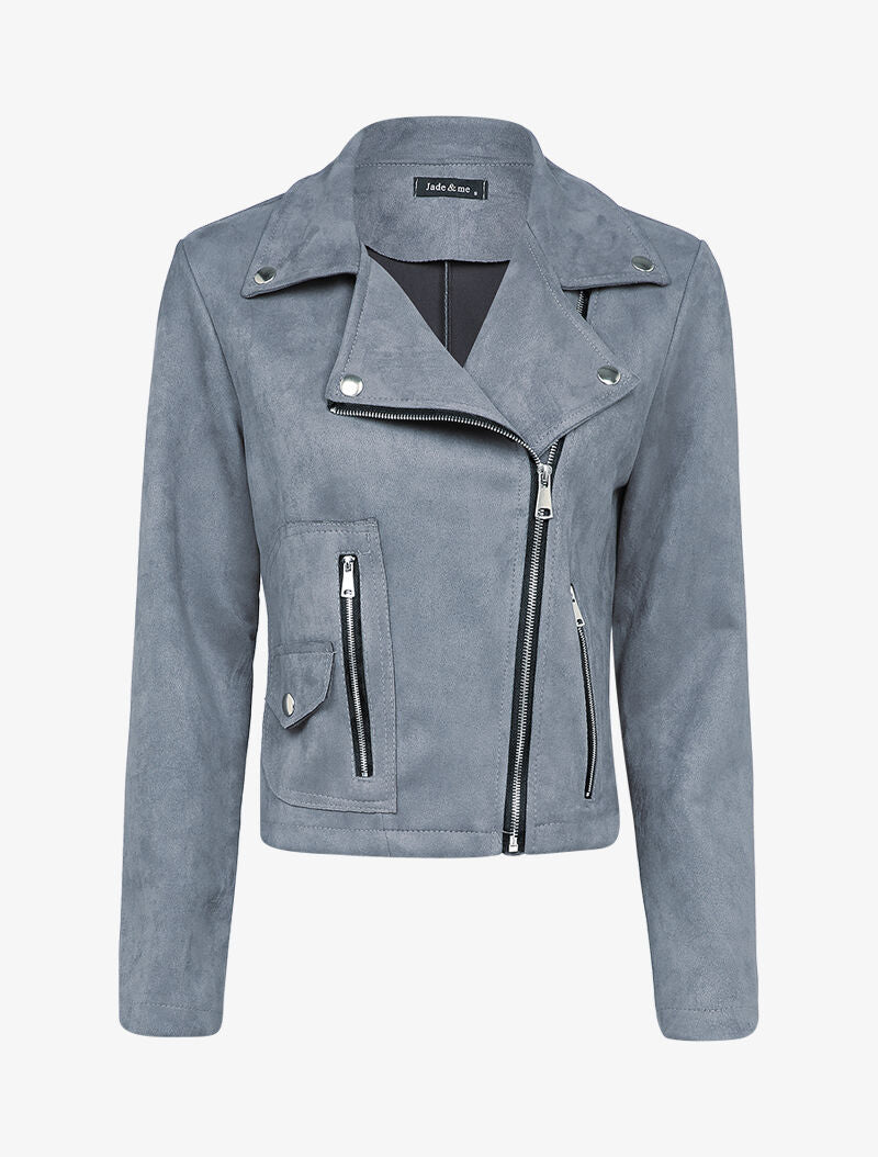 Perfecto en suédine à poches zippées - Gris foncé - 3