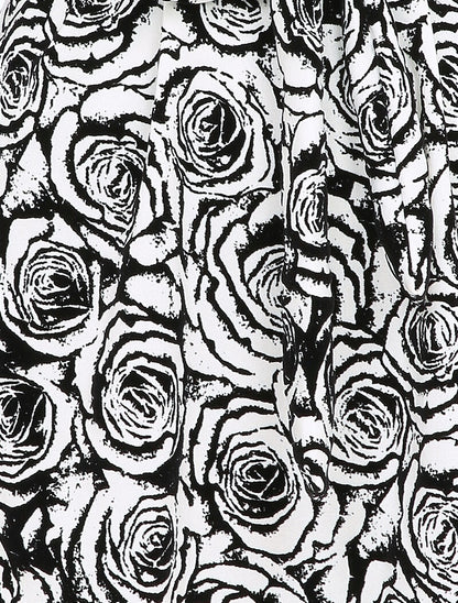 Robe droite imprimé roses en velours dévoré - Noir - 3