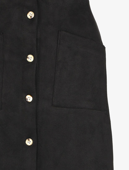 Jupe suédée à fermeture boutonnée - Noir - 3