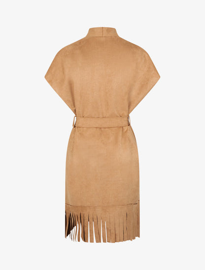 Veste à franges en suédine - Camel - 2