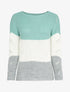 Pull long color block en maille - Bleu turquoise - 1