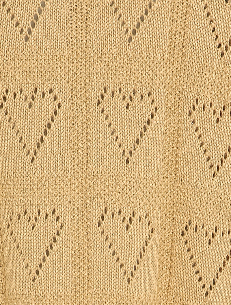 Pull en maille ajourée à motif coeurs - Camel - 3