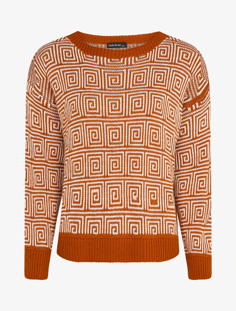 Pull à imprimé spirales stylisées - Rouille - 4