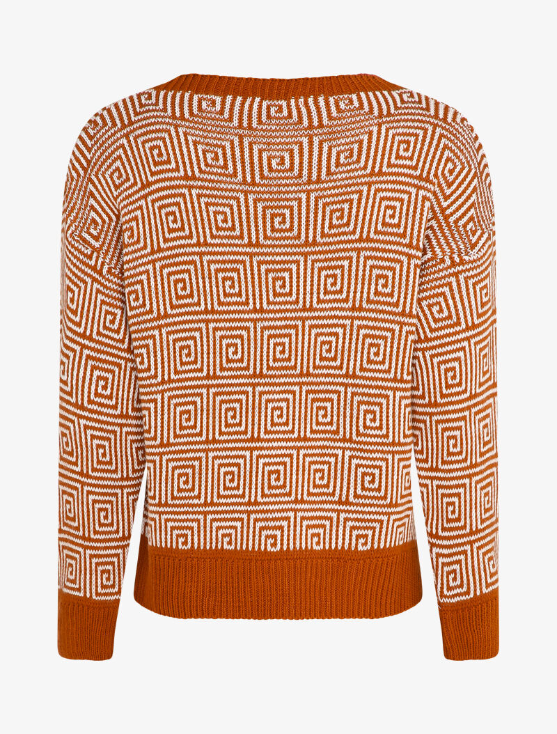 Pull à imprimé spirales stylisées - Rouille - 2