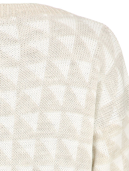Pull à motifs triangles - Beige/blanc - 3