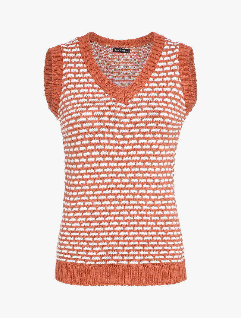 Pull sans manches à imprimé effet brique - Rose - 4