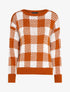 Pull à imprimé damier stylisé - Rouille - 1