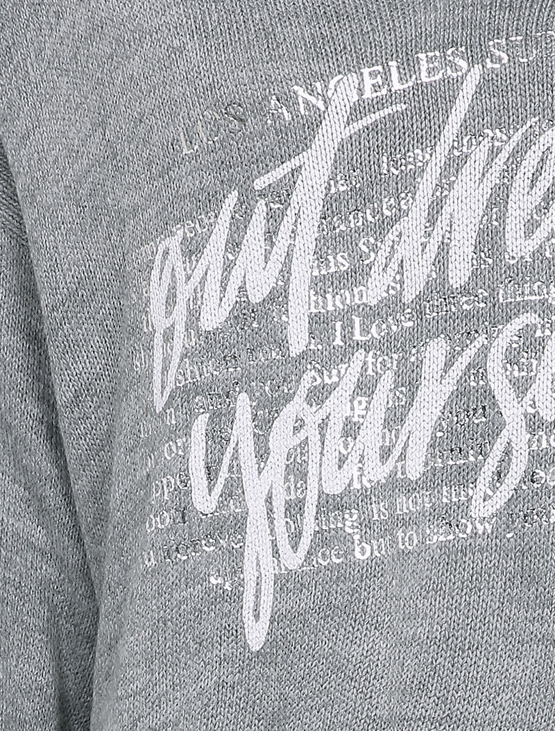 Pull long oversize imprimé "out dream yourself" - Gris foncé - 3