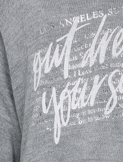 Pull long oversize imprimé "out dream yourself" - Gris foncé - 3
