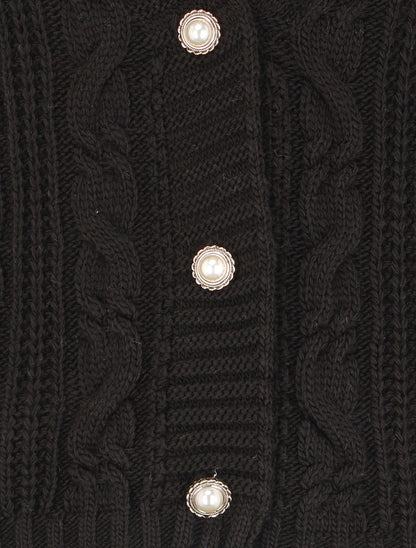 Gilet en maille à boutons stylisés - Noir - 3