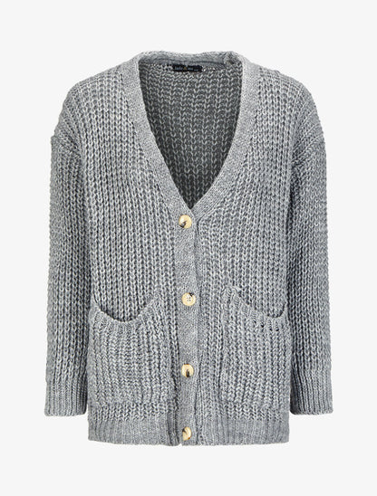 Gilet en maille tricot uni - Gris foncé - 4