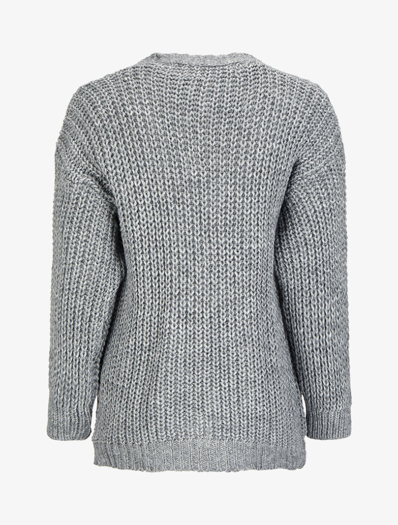 Gilet en maille tricot uni - Gris foncé - 2