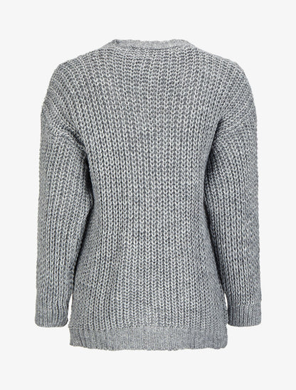 Gilet en maille tricot uni - Gris foncé - 2