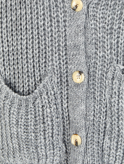 Gilet en maille tricot uni - Gris foncé - 3