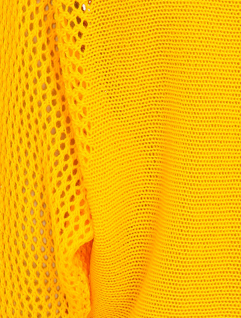 Pull à col bateau à manches en maille ajourée - Jaune - 3