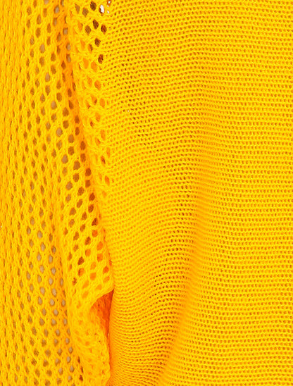 Pull à col bateau à manches en maille ajourée - Jaune - 3
