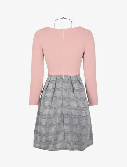 Robe patineuse imprimé prince de galles - Rose - 2
