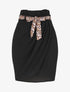 Jupe portefeuille à ceinture stylisée - Noir/beige - 4