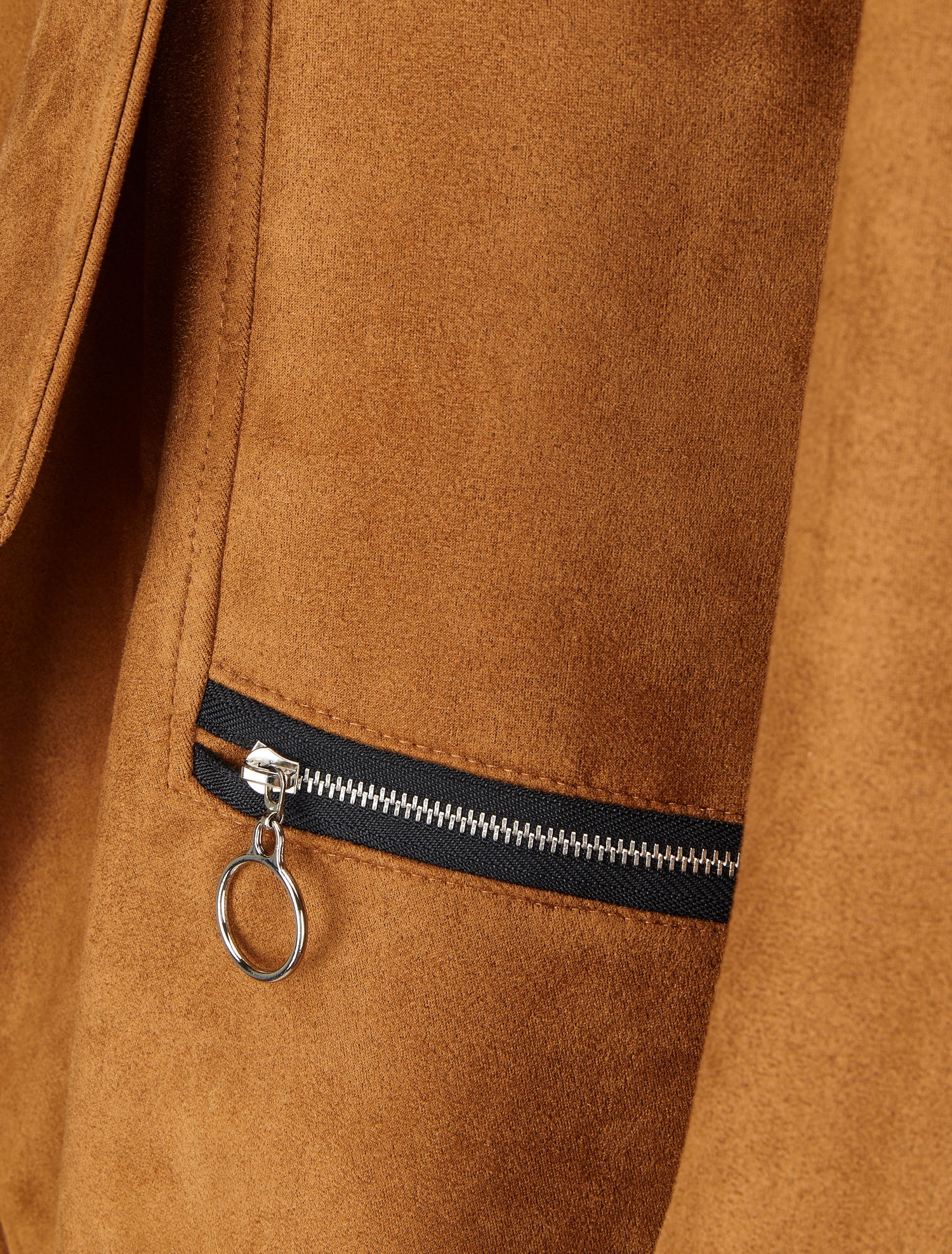 Veste en suédine à pans asymétriques - Camel - 3