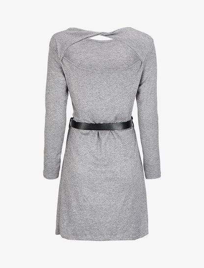 Robe pull à dos ouvert et détail torsadé - Gris chiné - 2