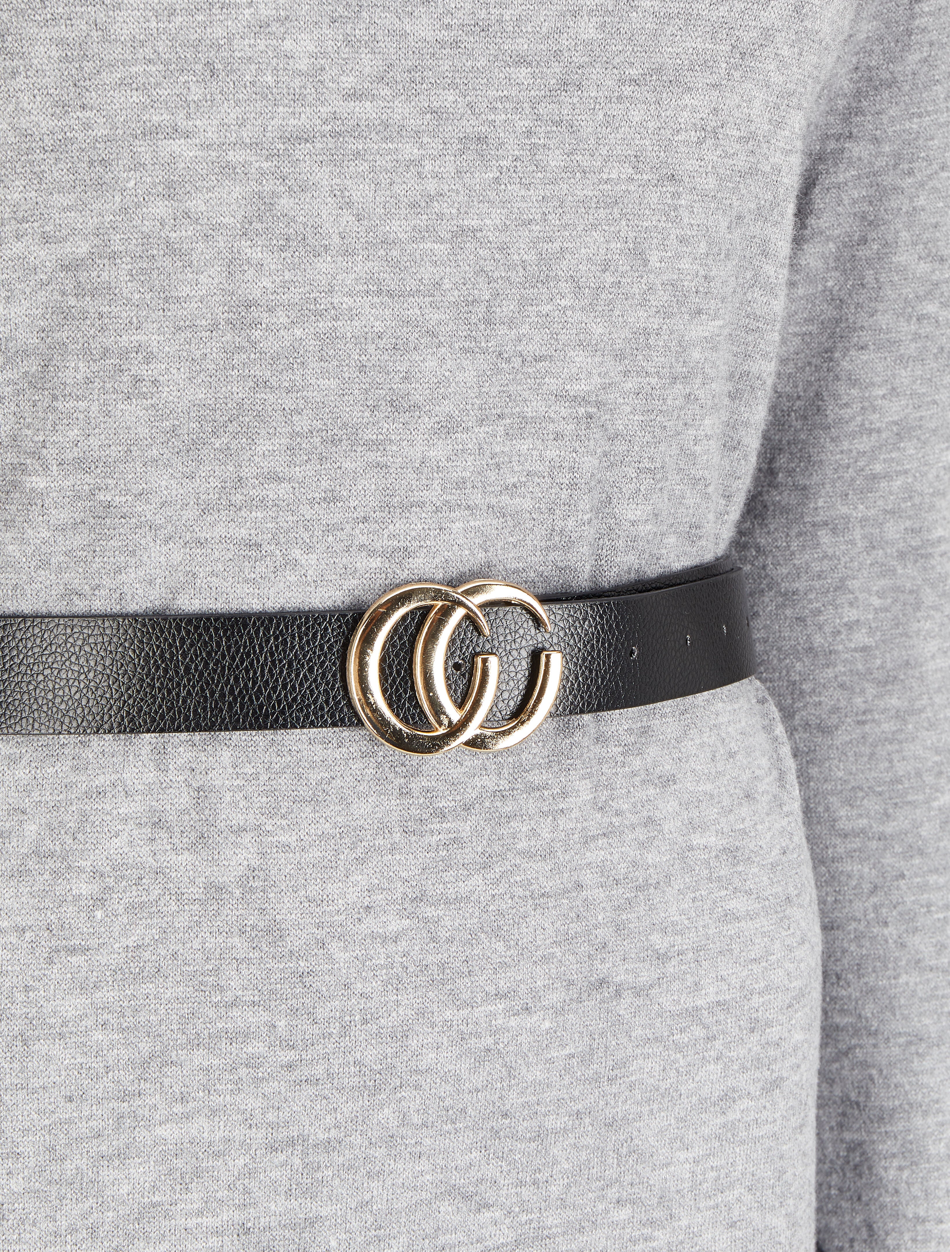 Robe pull à dos ouvert et détail torsadé - Gris chiné - 3
