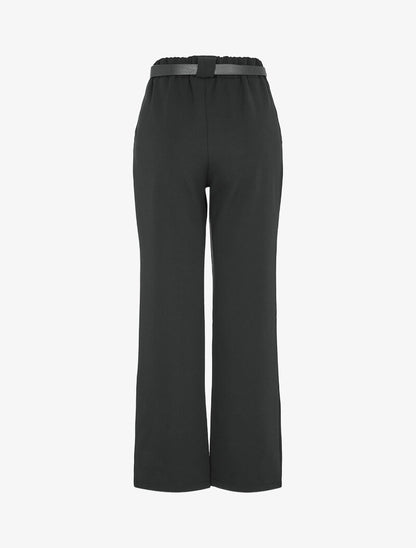 Pantalon coupe droite à taille haute élastiquée - Noir - 2