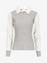 Top côtelé à col et manches style chemise - Gris - 4