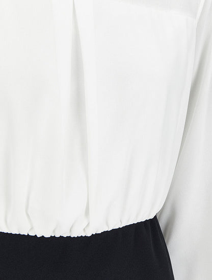 Robe fourreau à buste en voile - Blanc - 3