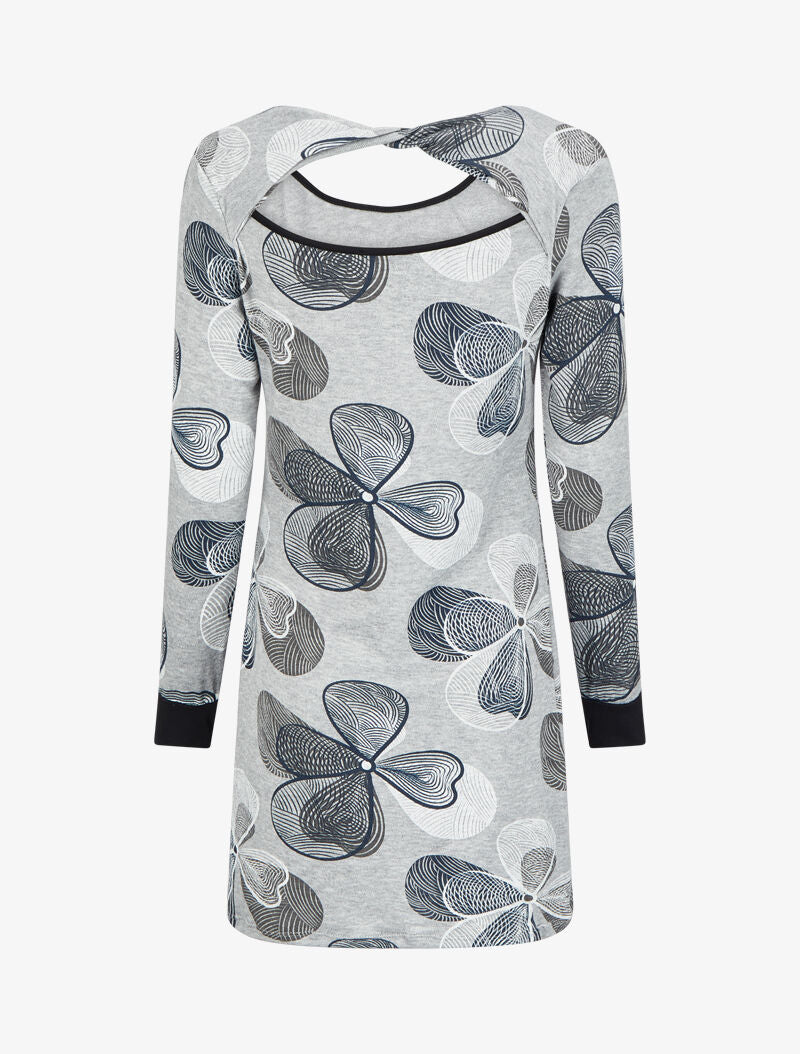 Robe dos nu à motif trèfles - Gris/bleu marine - 2
